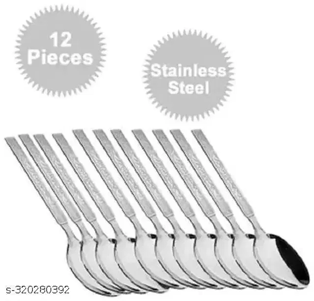 Stainless Steel Spoons, Silver, Pack of 12