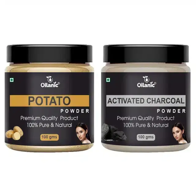 Natural Potato & Activated Charcoal Powder for Skin & Hair, Pack of 2, 100 g