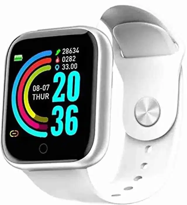 D20 Smart Watch for Men & Women, White