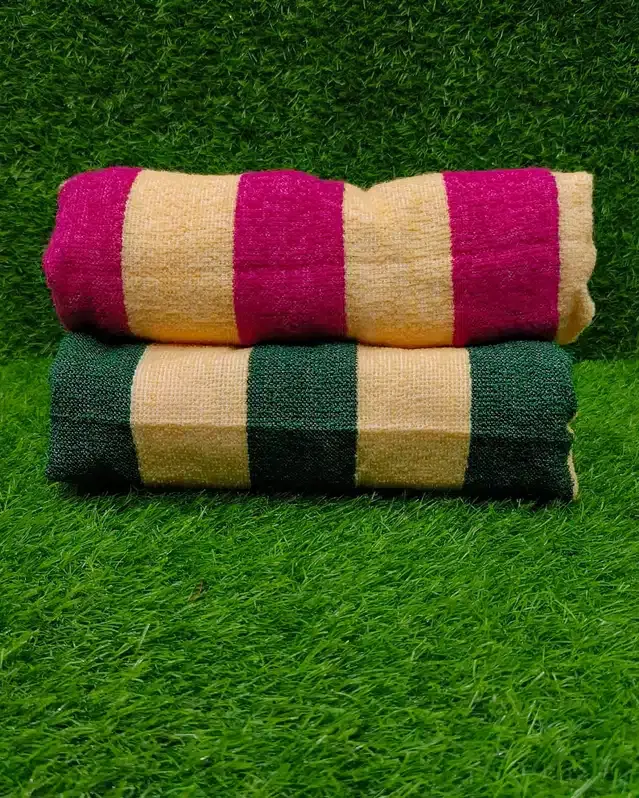 Bath Towel, Pack of 2, Green & Pink, 24x48 inches