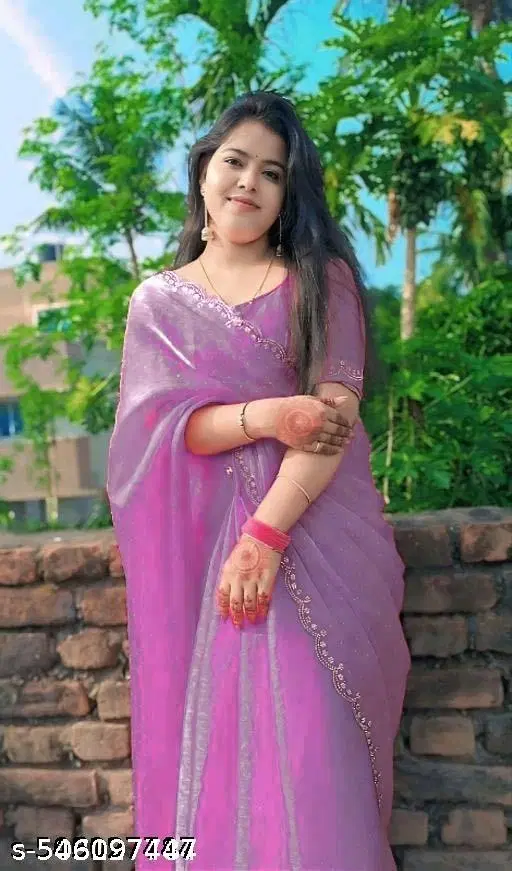 Jimmy Choo Embellished Saree For Women, Pink