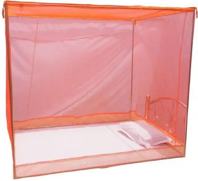 Polyester Single Bed Mosquito Net, Orange, 6x3 feet