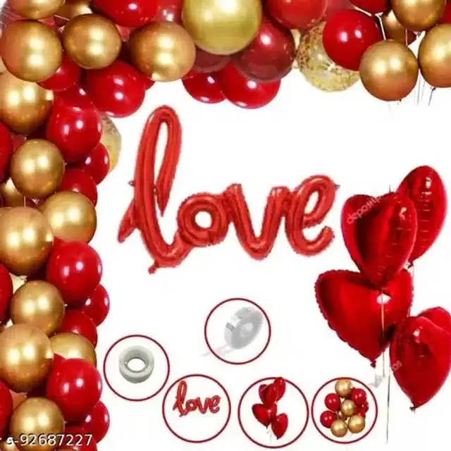 Anniversary Party Decoration Kit, Red & Gold, Set of 67