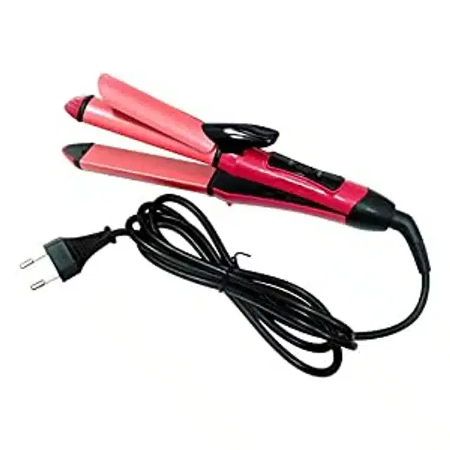 2 In 1 Hair Straightener & Curler, Pink