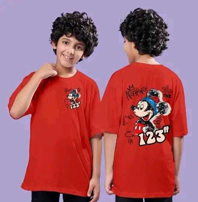 Cotton Blend Printed T-shirt for Boys, Red (11-12 Years)