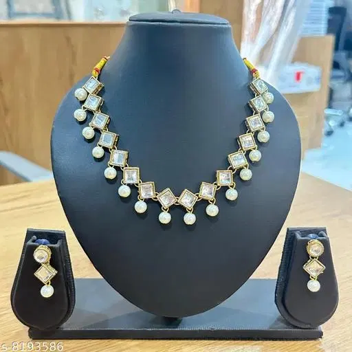 Beautiful Kundan Necklace for Women & Girls, White