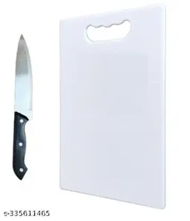 Plastic Chopping Board with Knife, Multicolor, of 1