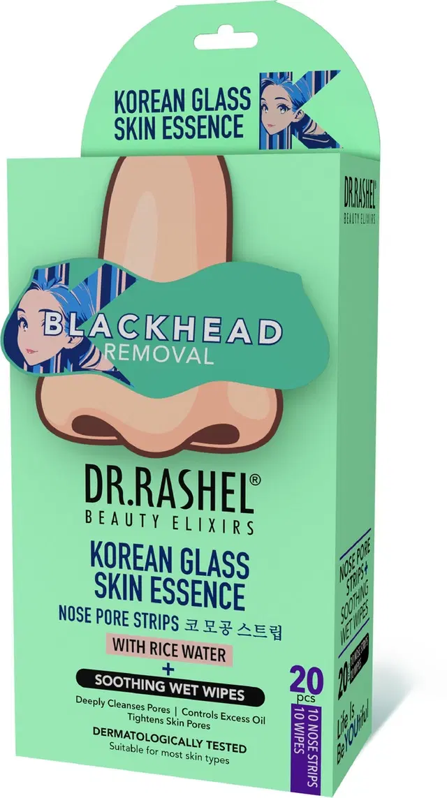 Dr.Rashel Beauty Elixirs Korean Glass Nose Strips & Sooting Wet Wipes 10 Pc