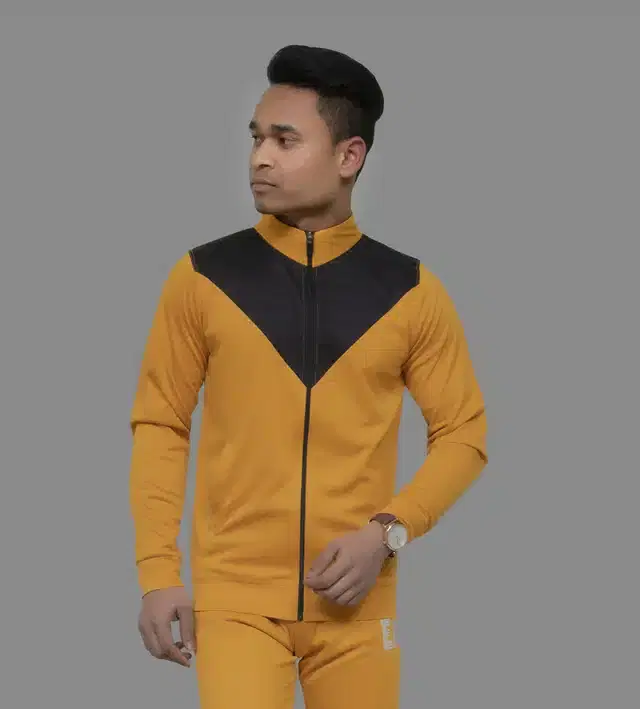 Men's Full Sleeves Jacket (Yellow, M)