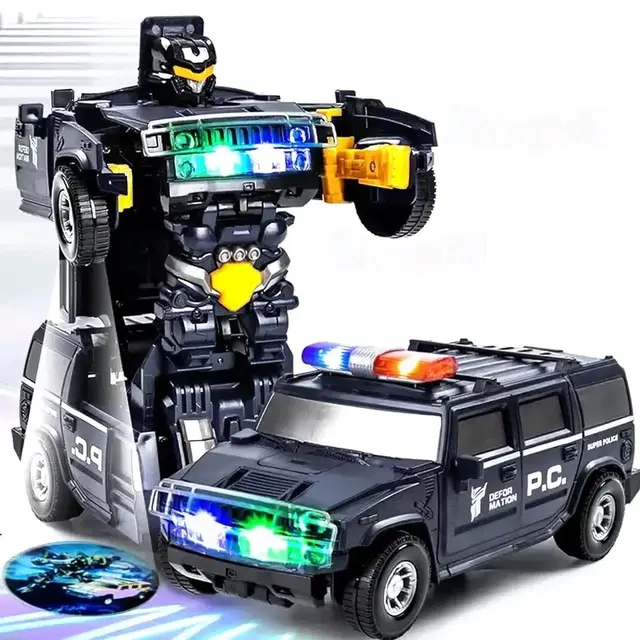Kidology Transforming Robot Police Car Bump & Go Race Converts to Robot with Lights