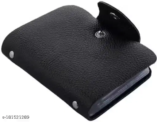 Black PU Card Holder Wallet for Men & Women, Black