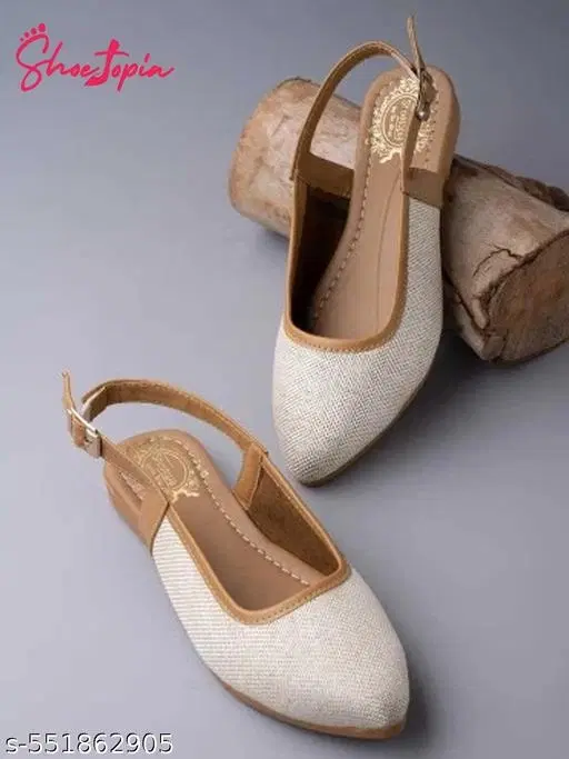 Synthetic Ballerinas for Women (White, 11 to 12 Years)