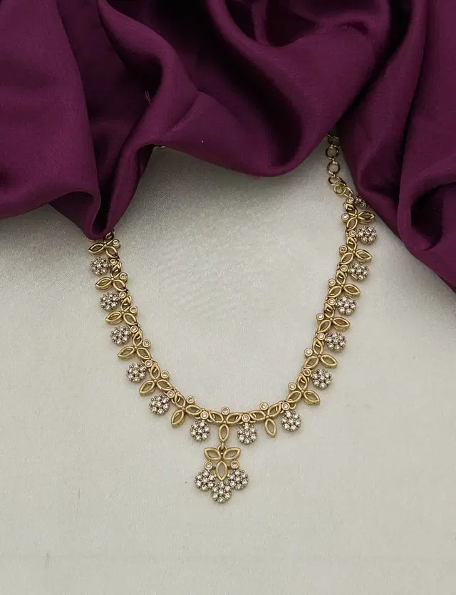 Zircon Gold-plated Necklace Set for Women (Brown, Free Size)