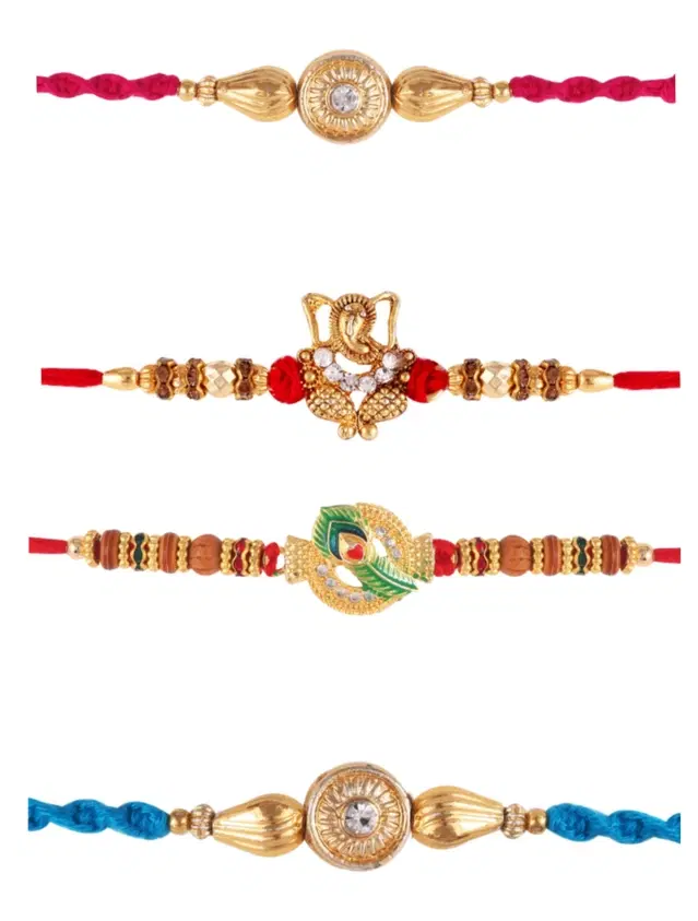 Designer Rakhi for Rakshabandhan, Multicolor, Pack of 4