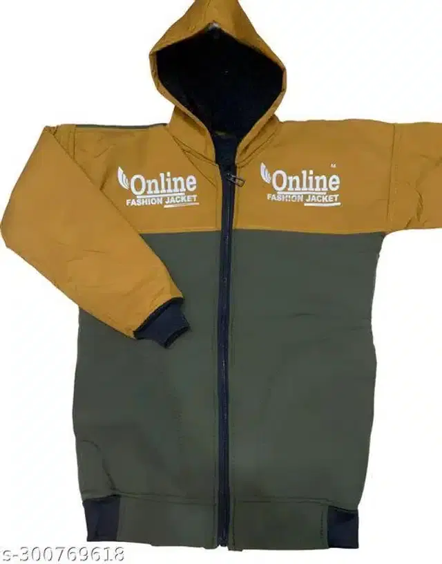 Woolen Jacket for Boys (Olive & Yellow, 4-5 Years)