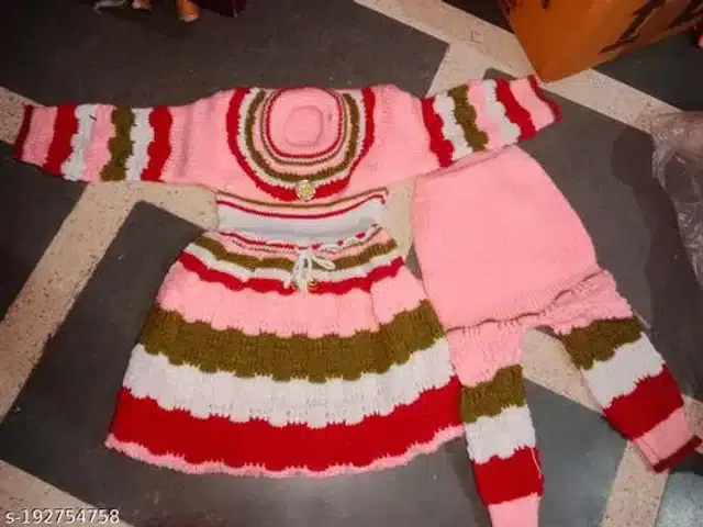 Woolen Sweater & Pant for Girls (Multicolor, 6-12 Months)