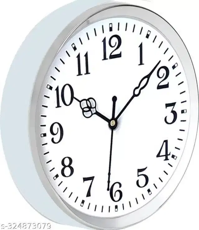 Plastic Analog Wall Clock, White & Black