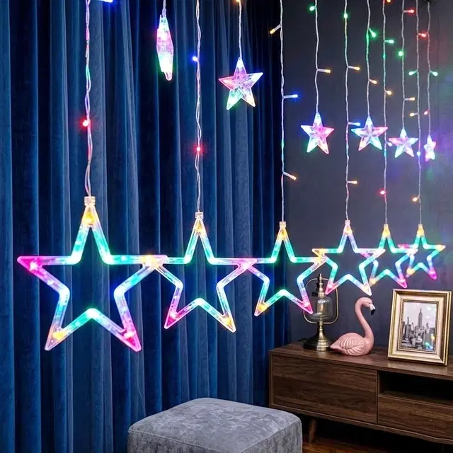 6+6 Star 3 Meter Curtain Led Light, Multicolor
