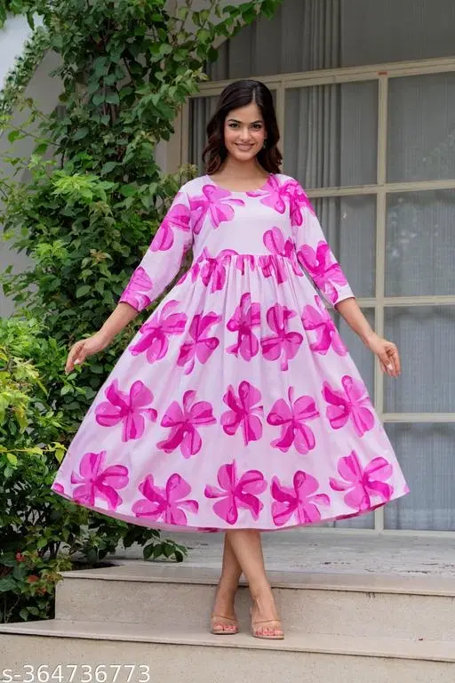 Rayon Kurti for Women, Pink (S)