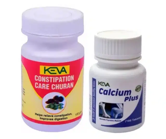 Keva Constipation Care Churan, 100 g with Calcium Plus Capsules, White, Set of 2
