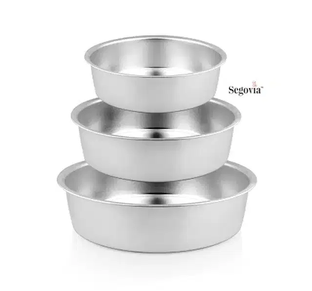 SEGOVIA Aluminium Round Cake Mould, Set of 3, 750 ml, 1 L and 1.5 L