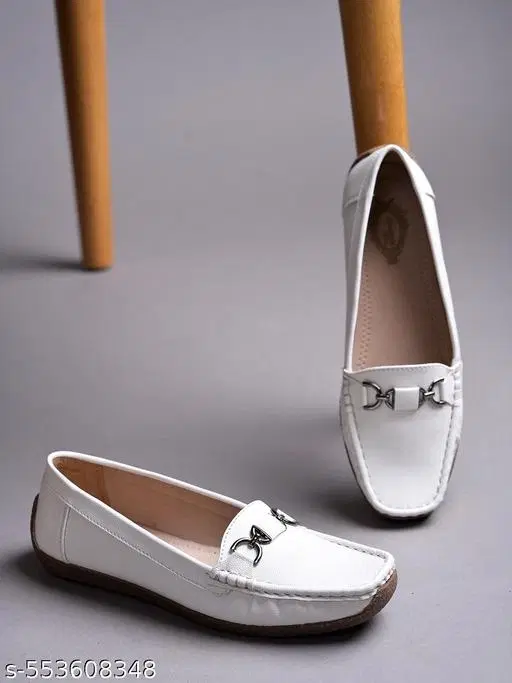 Shoetopia Girls Loafers - White (7.5-8 Years)