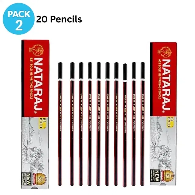 Nataraj 621 Red & Black 20 Pencils (Pack of 2)