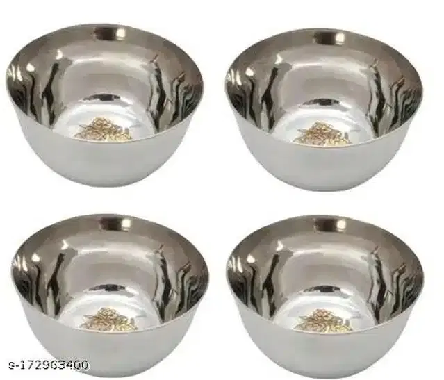 Stainless Steel Bowls, Silver, Pack of 4