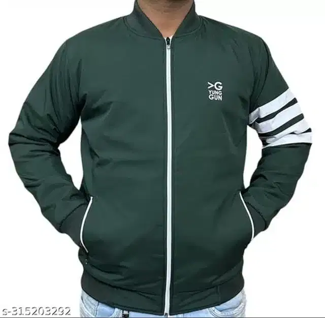 Polyester Jacket for Men (Green, L)