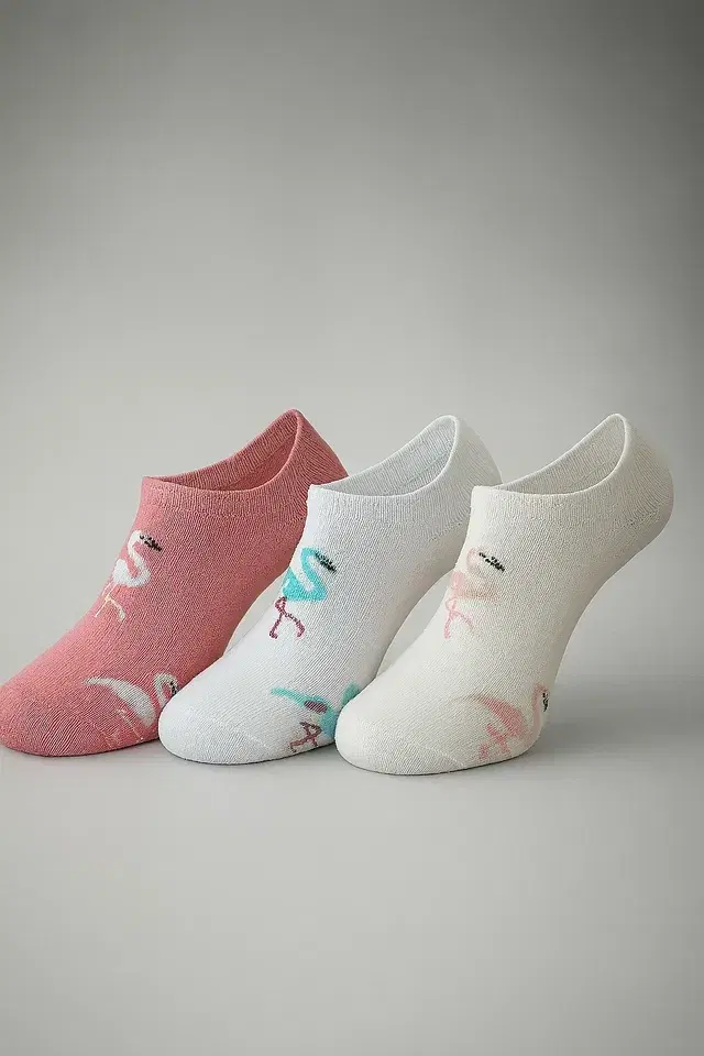 Cotton Printed Socks for Women, Multicolor Pack of 3