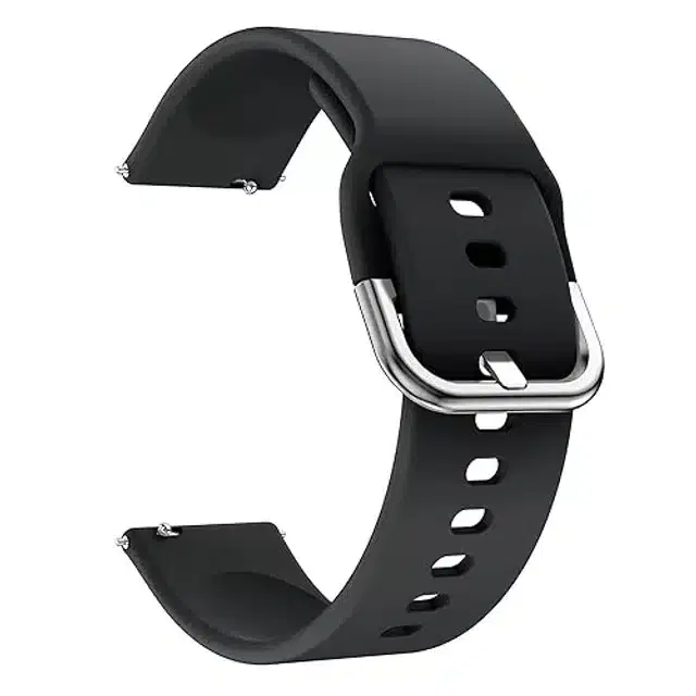 Silicone Replacement Band Strap with Metal Buckle, Black