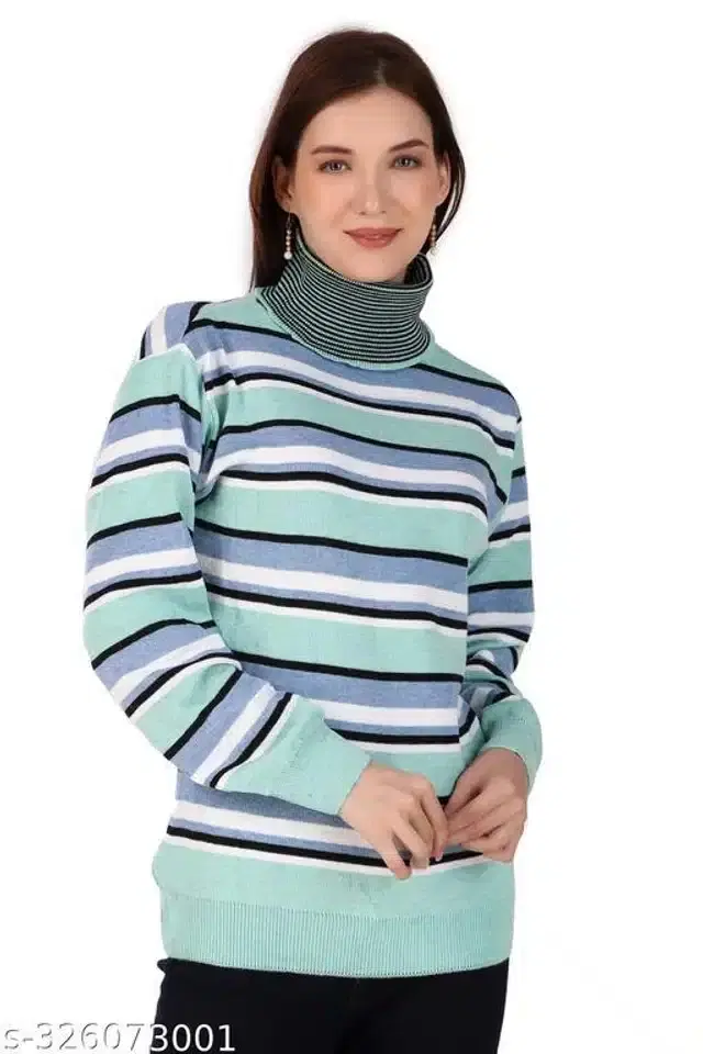 Acrylic Sweater for Women (Sky Blue, L)