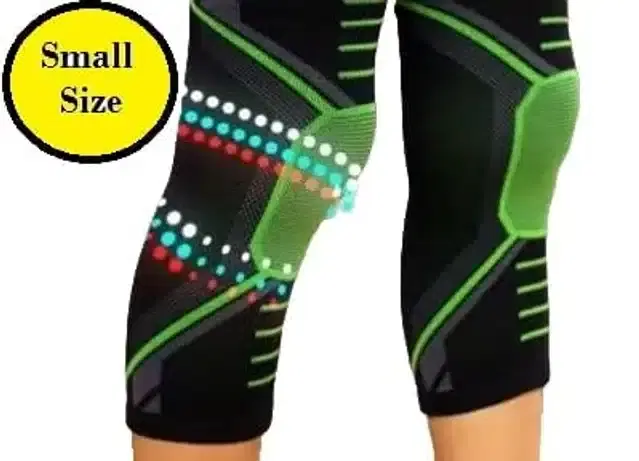 Cotton Elastic Knee Support Sleeves for Men & Women, Green & Black, Pack of 2