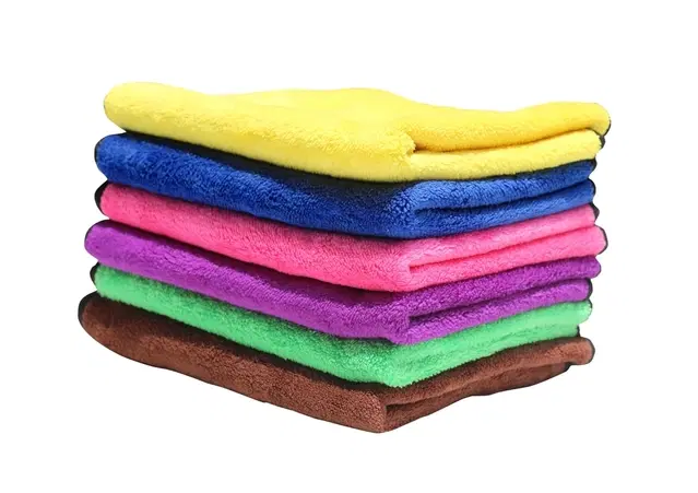 Neekshaa Microfiber Towel, Multicolor, 40x40 cm, Pack of 6