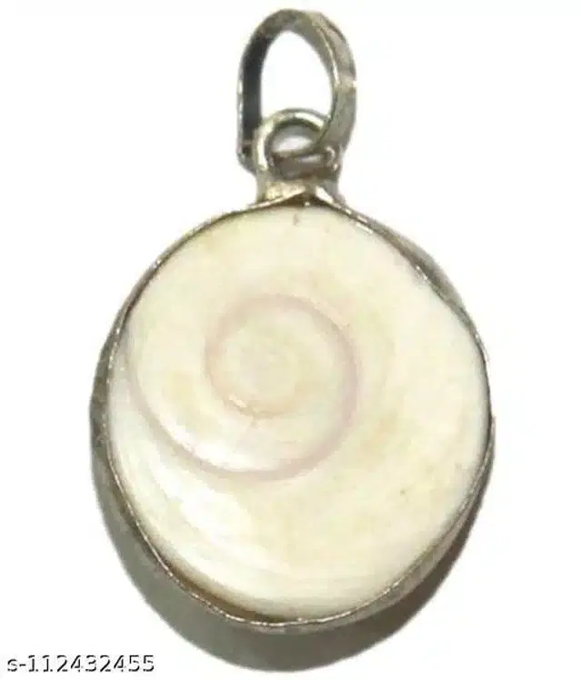 Gomti Chakra Pendant (White & Silver)