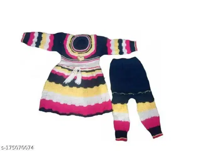 Woolen Sweater & Pant for Girls (Multicolor, 6-9 Months)