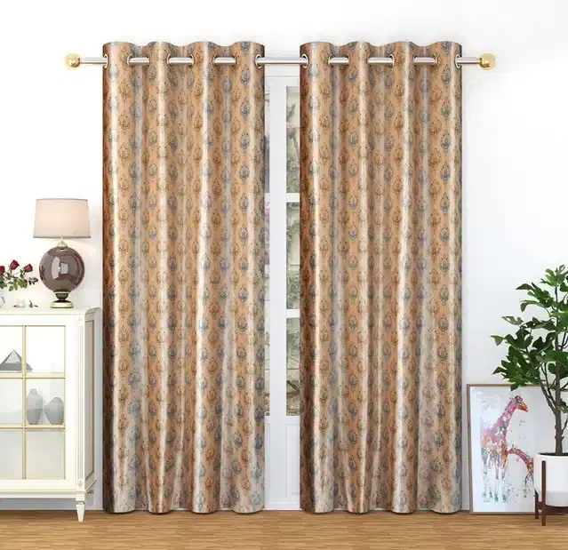 Door Curtains, Pack of 2, Brown, 4x7 feet