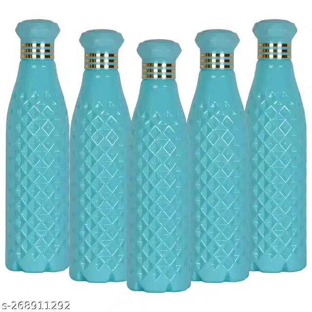 Plastic Water Bottles Set, Pack of 5, Blue, 1000 ml