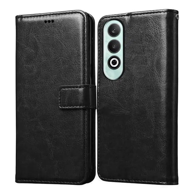 Artificial Leather Mobile Flip Cover for Oneplus Nord 5, Black