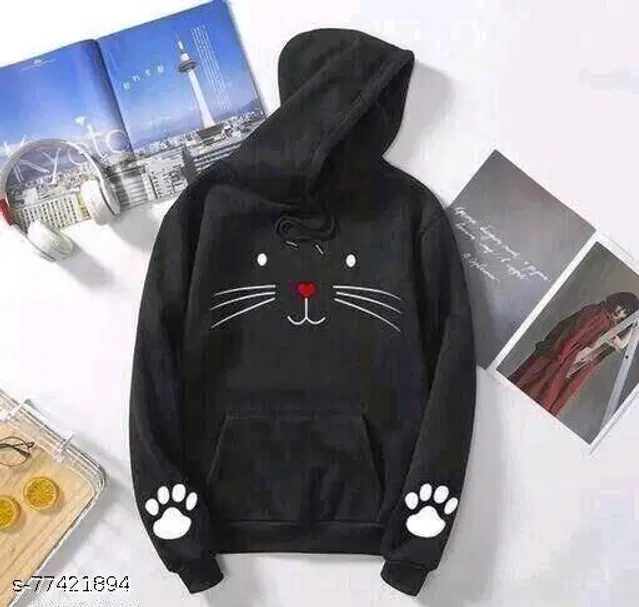 Cotton Blend Hoodie for Women (Black, M)