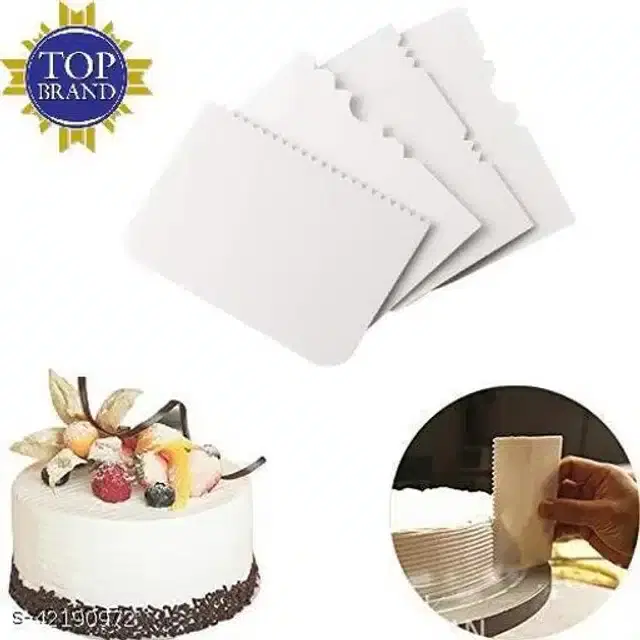 Cake Side Scraper, Silver, Pack of 4