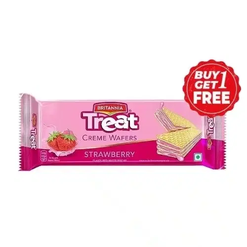 Britannia Treat Wafers Strawberry 2X50 g (Buy 1 Get 1 Free)