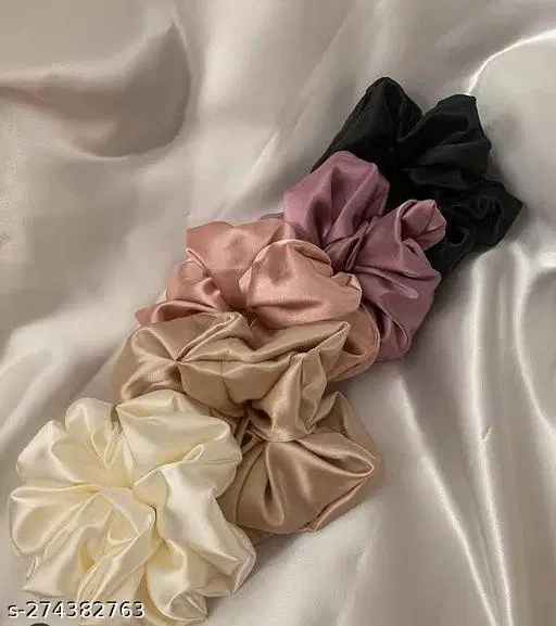 Pure Silk Scrunchies for Women, Pack of 12 (Multicolor)