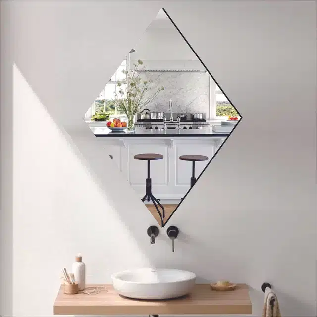 Acrylic Wall Mirror Stickers, Silver, 20x30 cm