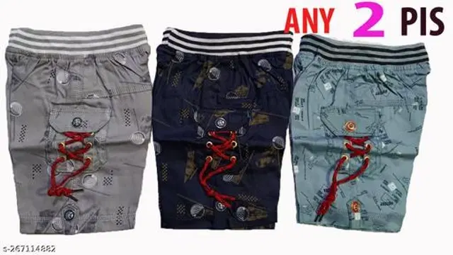 Cotton Capris for Boys, Pack of 2 (Multicolor, 1-2 Years)