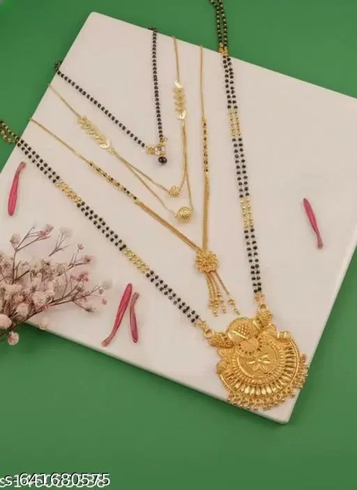 Mangalsutra Set for Women, Pack of 4 (Gold, Free Size)