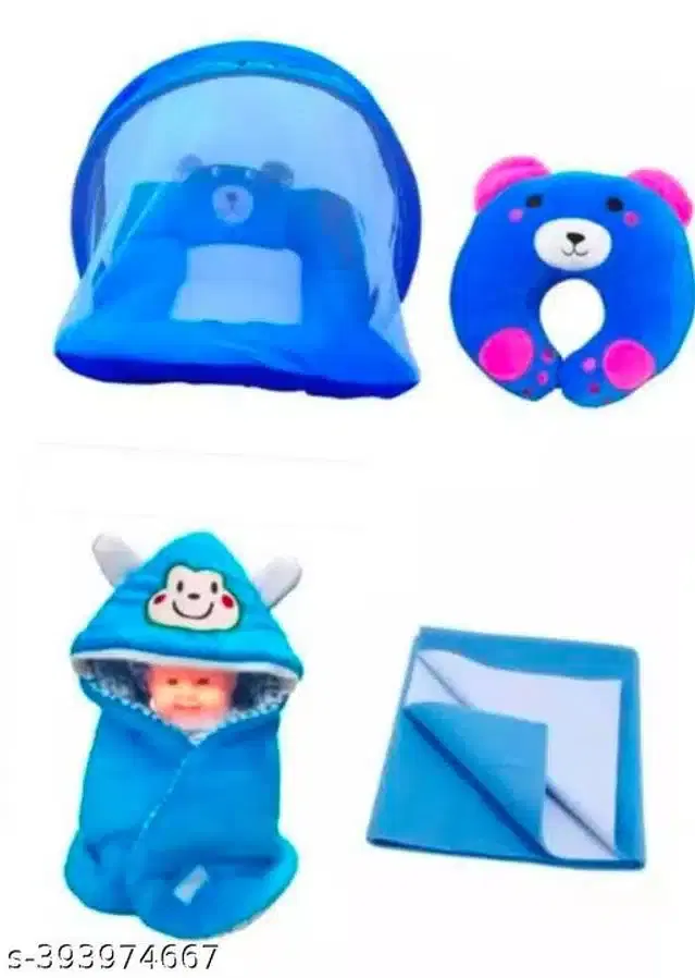 Combo of Baby Sleeping Set, Blue, Set of 4