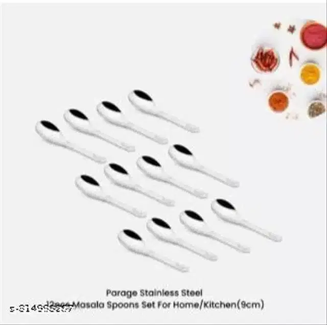 Stainless Steel Spoons, Silver, Pack of 12