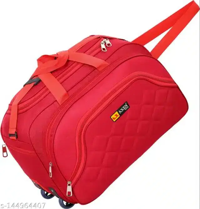 Polyester Trolley Duffel Bag for Men & Women, Red