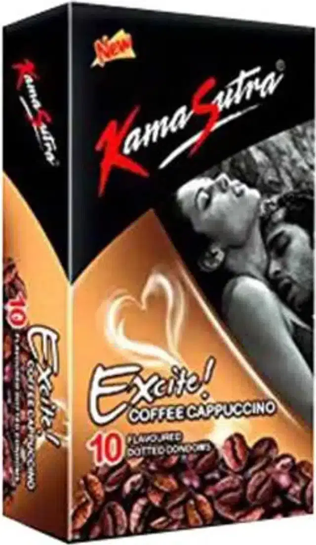 KamaSutra Excite Coffee Cappuccino Flavoured Condoms for Men, Pack of 10